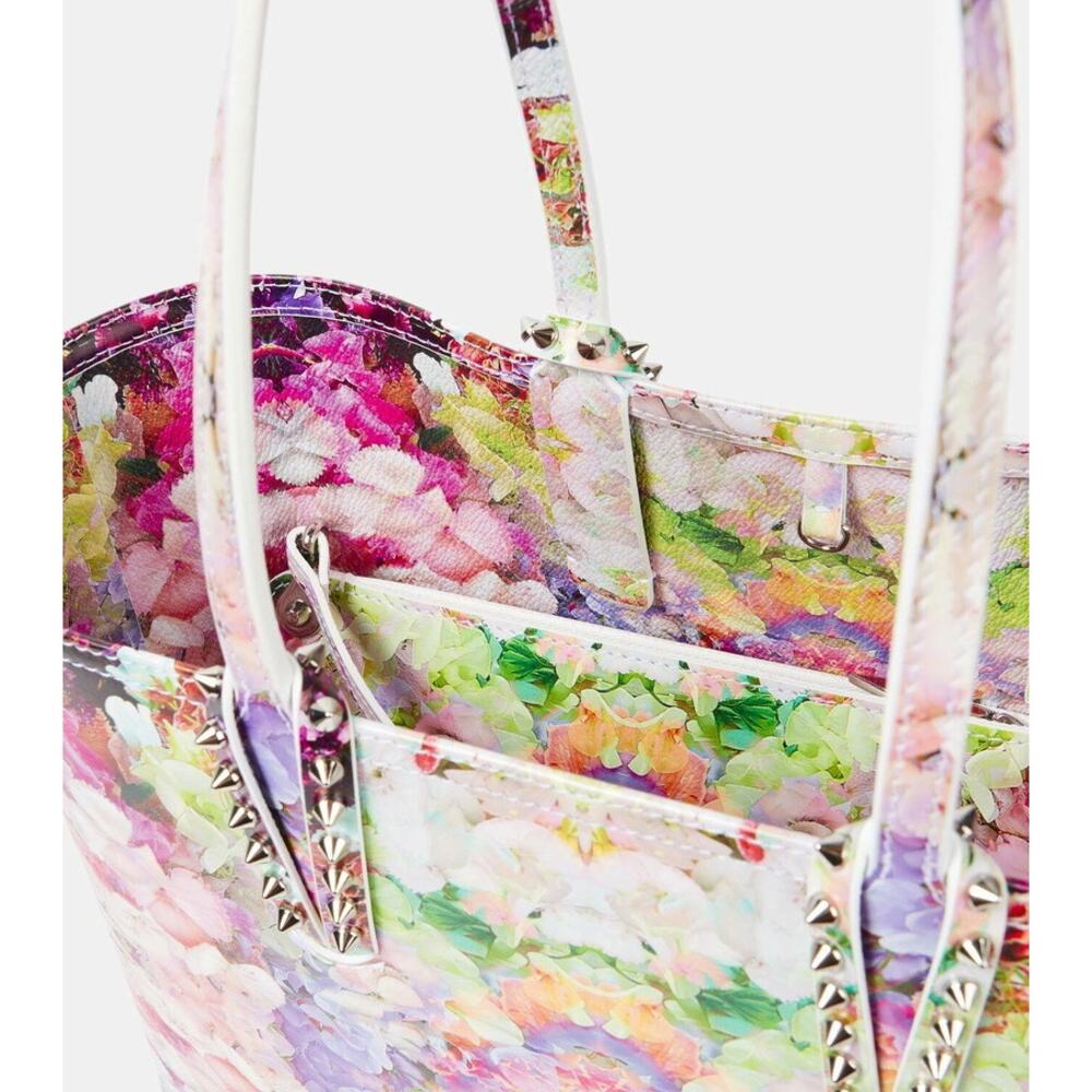 Christian Louboutin Floral Multicolor Studded Leather Tote